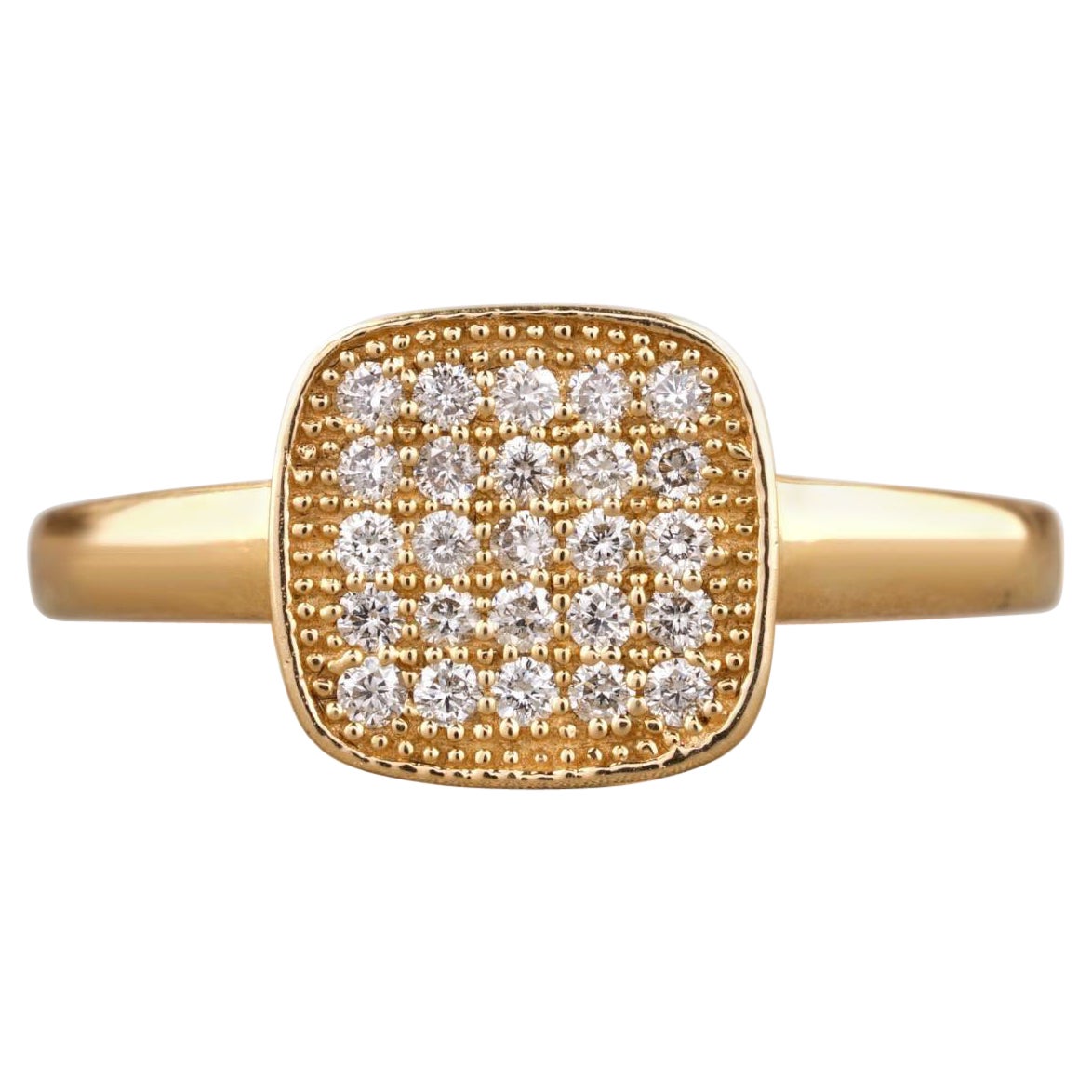 Bague homme en or massif 14K (certifié) avec diamant en forme de grappe carrée en vente