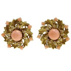 Luise Gold Diamond Coral Clip-On Earrings 9