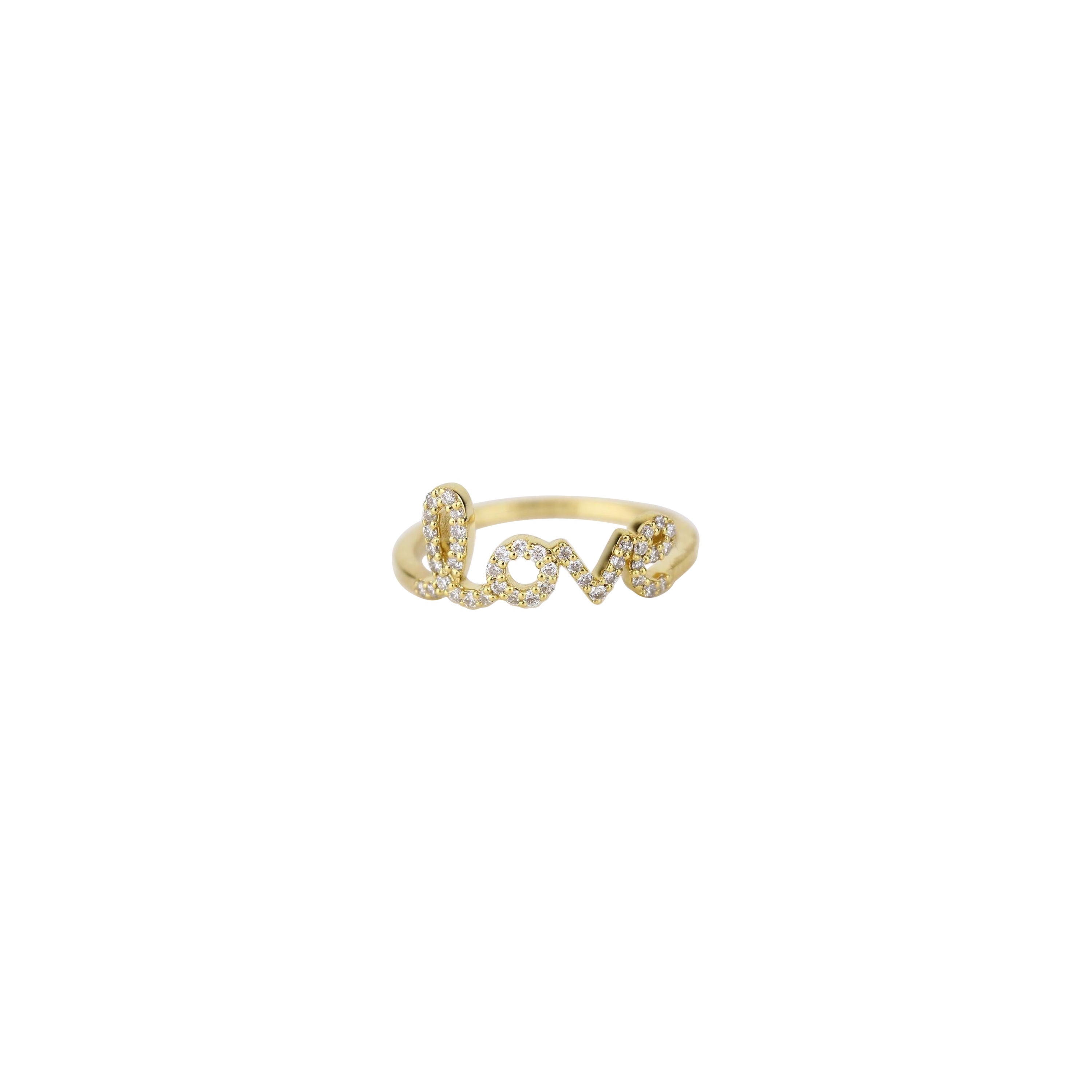 Bague Love Script en or massif 14K (certifié)