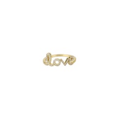 Love Script Diamond Ring in 14K Solid Gold (Certified)