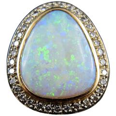 Opal and Diamonds Cocktail Ring, White and Yellow Gold, France 6
