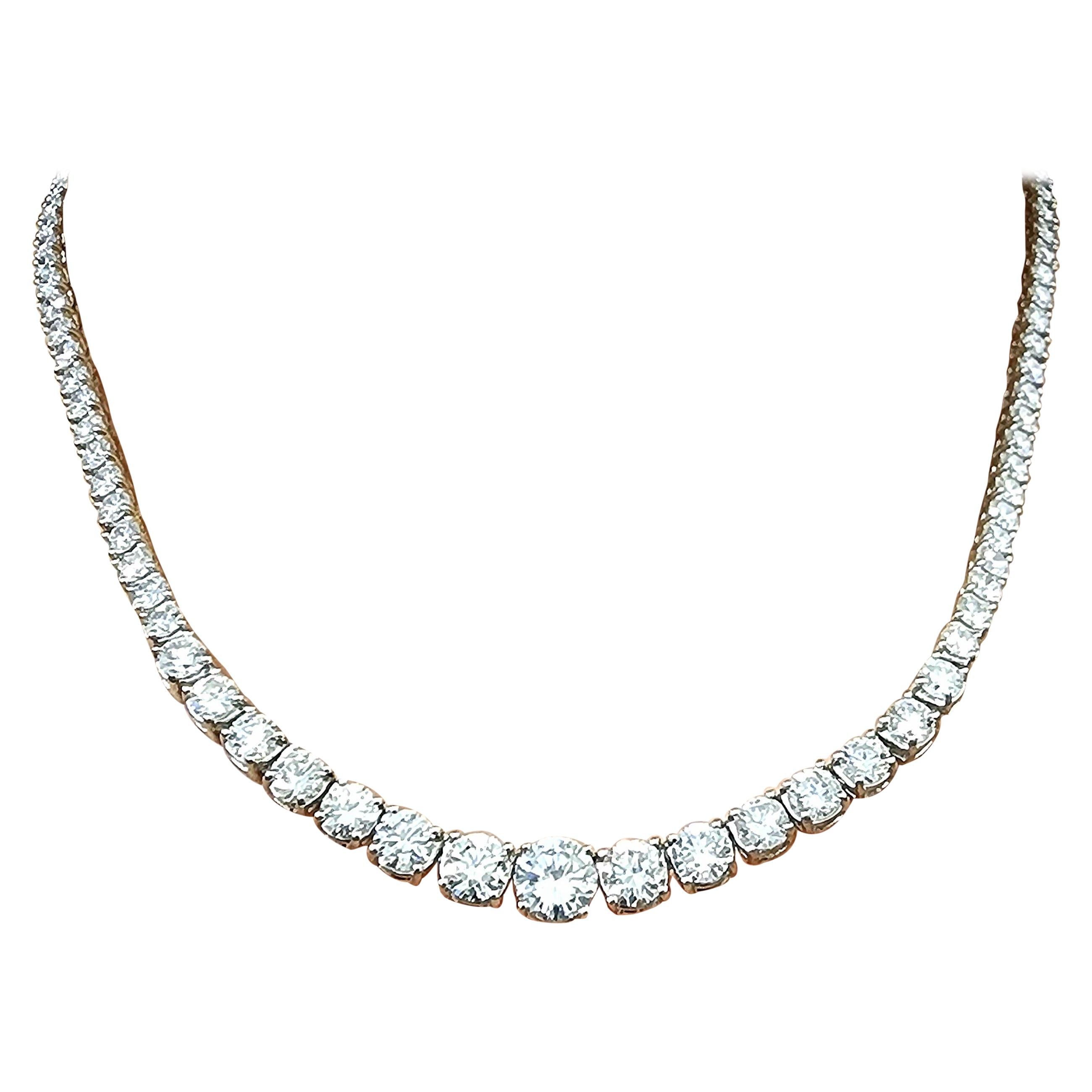 17.18 Karat Riviera abgestufte Diamant-Halskette
