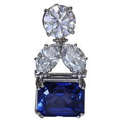 20 Carat Natural No Heat Ceylon Color Change Blue Sapphire &Diamond Pendant AGL