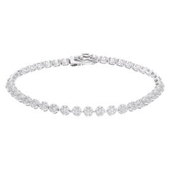 Pulsera de tenis con racimo de diamantes certificados SI/HI de 1 quilate Oro blanco macizo de 10k