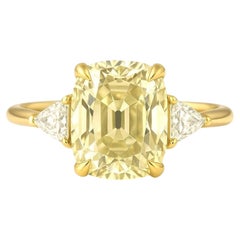 GIA Certified 2.73 Carat Fancy Light Yellow Old Mine Cut Diamond Engagement Ring