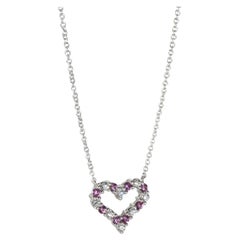 Tiffany & Co. Ciondolo a cuore aperto con diamanti e zaffiri rosa, platino 0,3 CTW