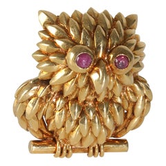 Broche Tiffany Vintage Búho con Ojos de Rubí
