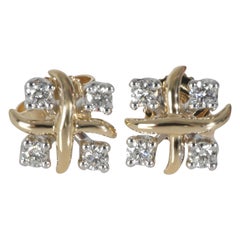 Tiffany & Co. Schlumberger Lynn Earrings in 18k Yellow Gold/Platinum 0.28 CTW