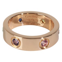 Cartier Rose Gold  Rainbow Gemstone Love Ring