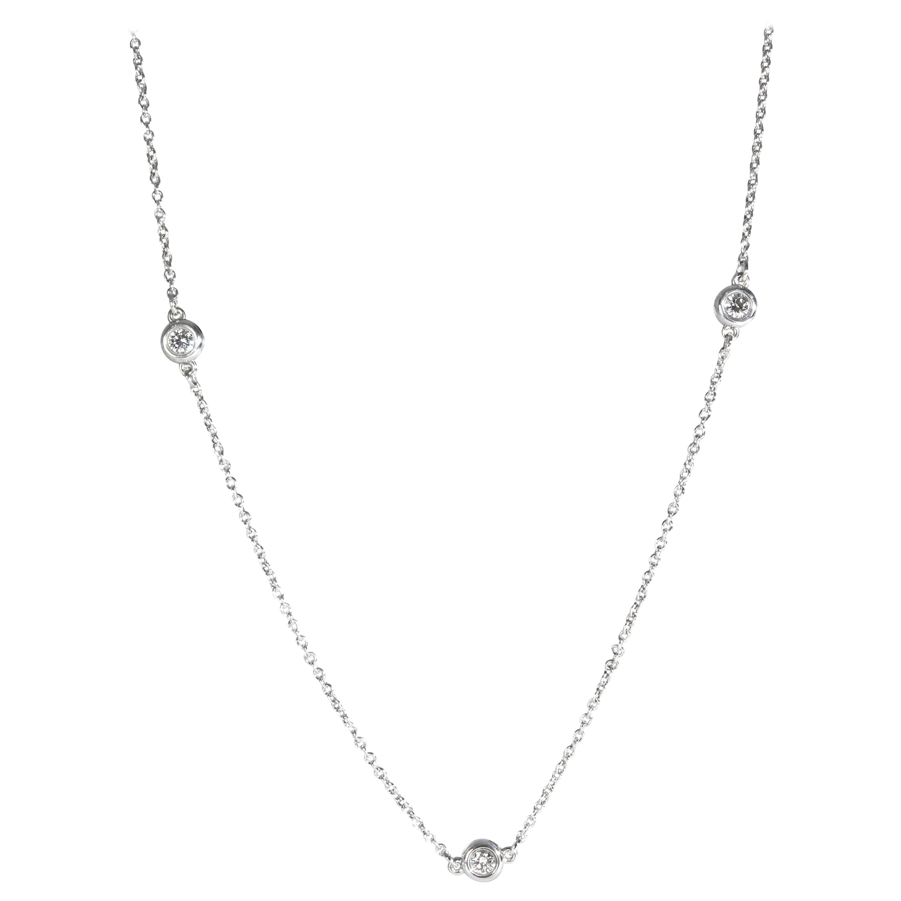 Tiffany & Co. Sterling Silver  Elsa Peretti Diamond By The Yard Necklace