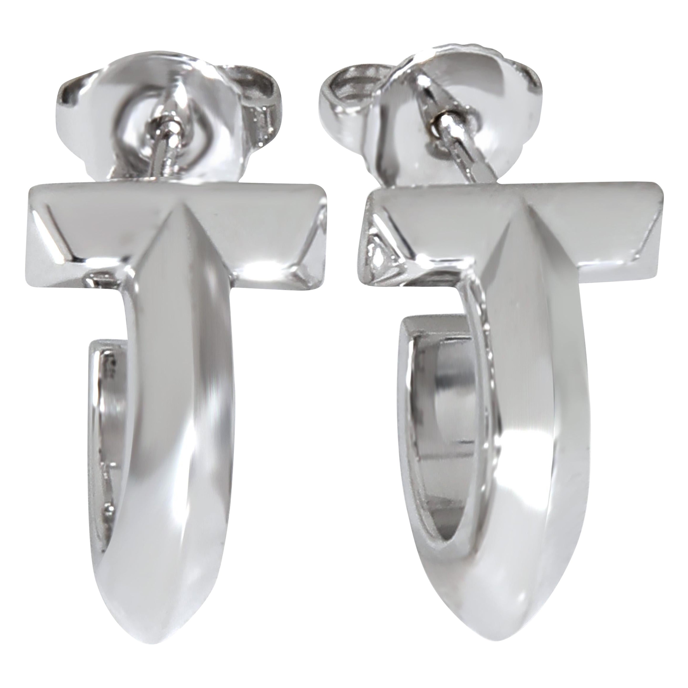 Tiffany & Co. White Gold  Tiffany T T1 Hoop Earrings