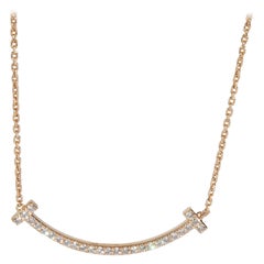Tiffany & Co. Rose Gold Diamond Medium Model Tiffany T Necklace
