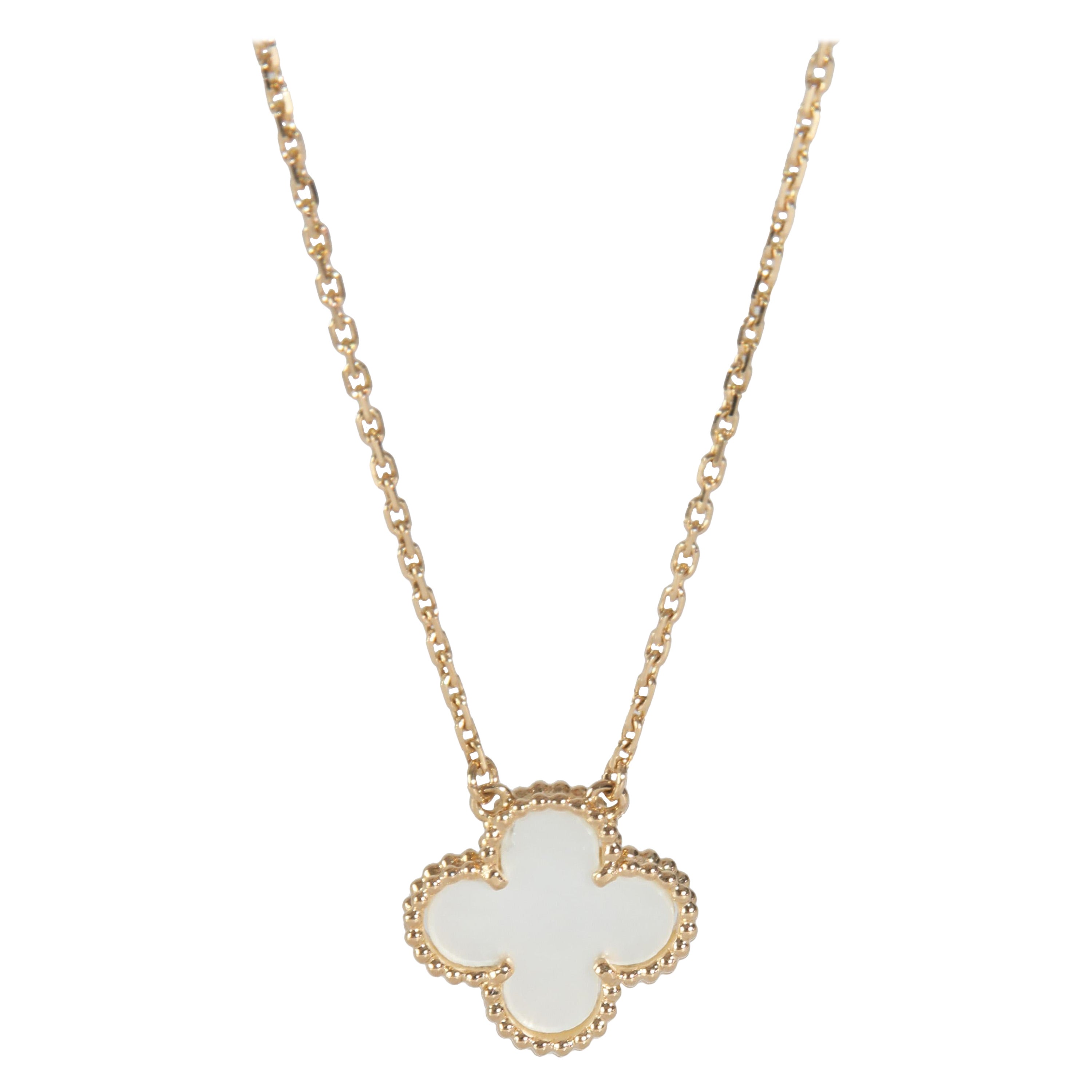 Van Cleef & Arpels Yellow Gold Mother Of Pearl Vintage Alhambra Pendant