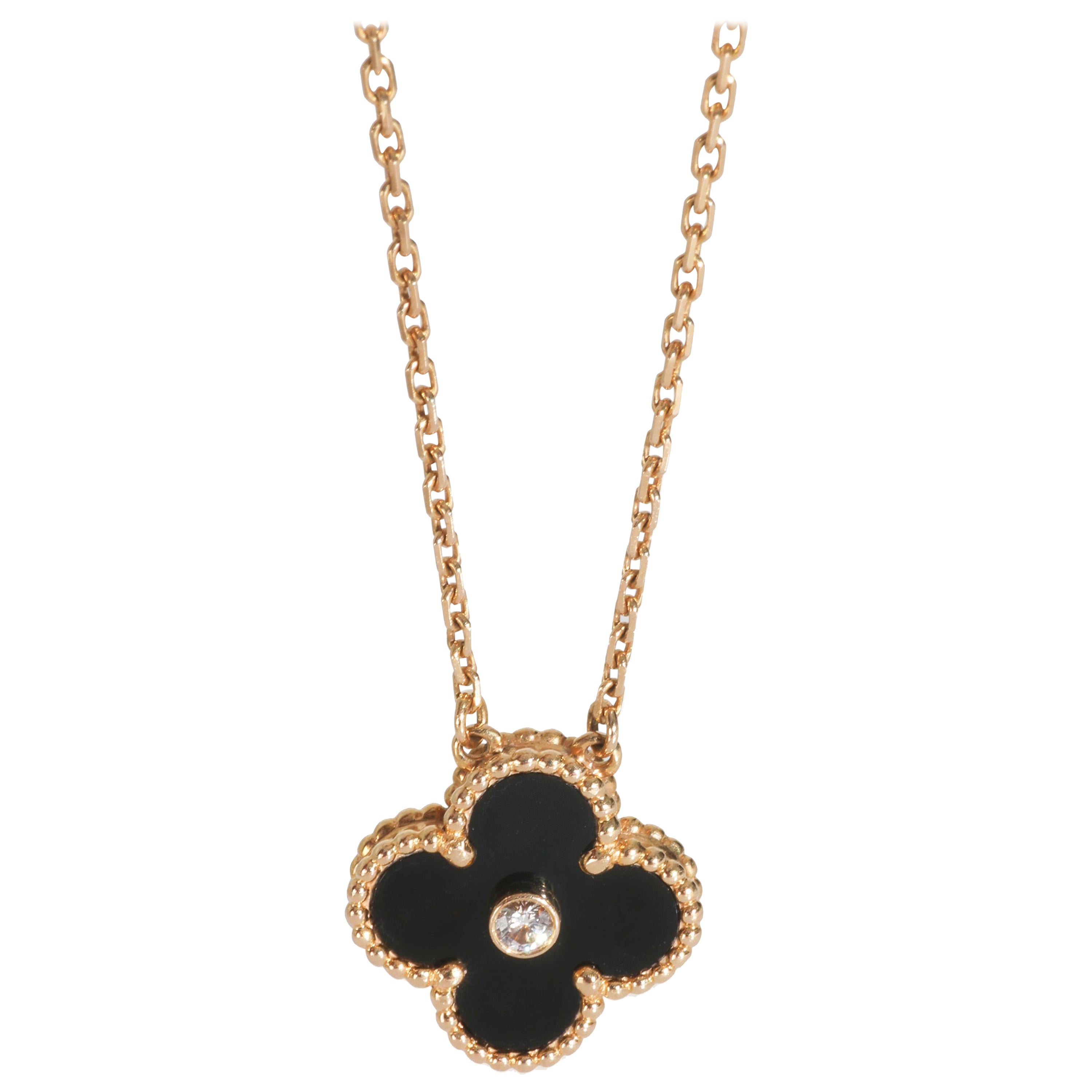 Van Cleef & Arpels Onyx 2016 Limited Edition Vintage Alhambra Pendant