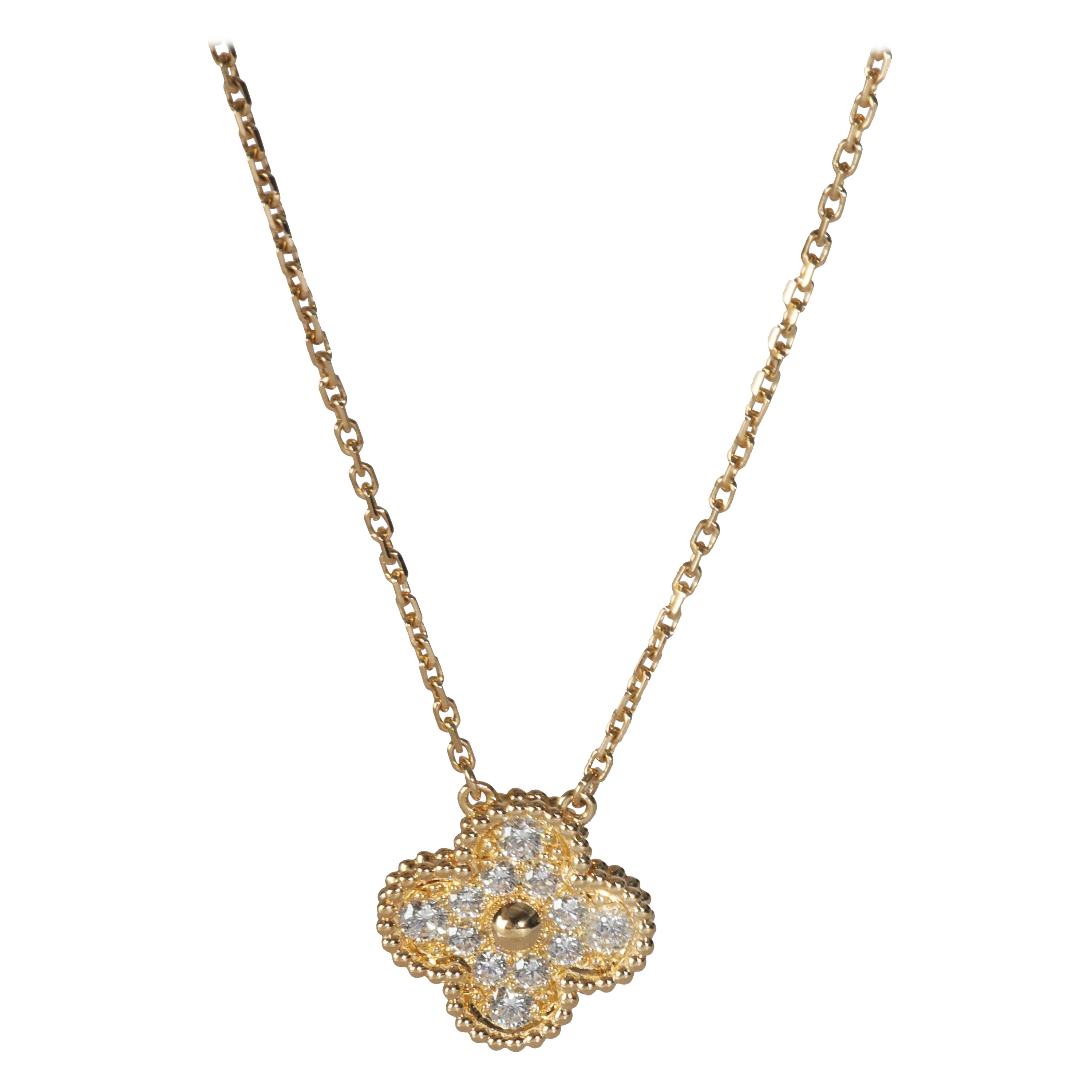 Van Cleef & Arpels Yellow Gold Diamond Vintage Alhambra Pendant