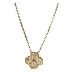 Van Cleef & Arpels Yellow Gold Diamond Vintage Alhambra Pendant