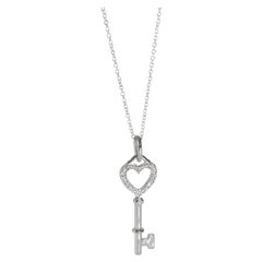 Tiffany & Co. White Gold Diamond Heart Key Pendant