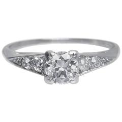 1930s Art Deco .60 Carat Old European Cut Diamond Platinum Engagement Ring 12