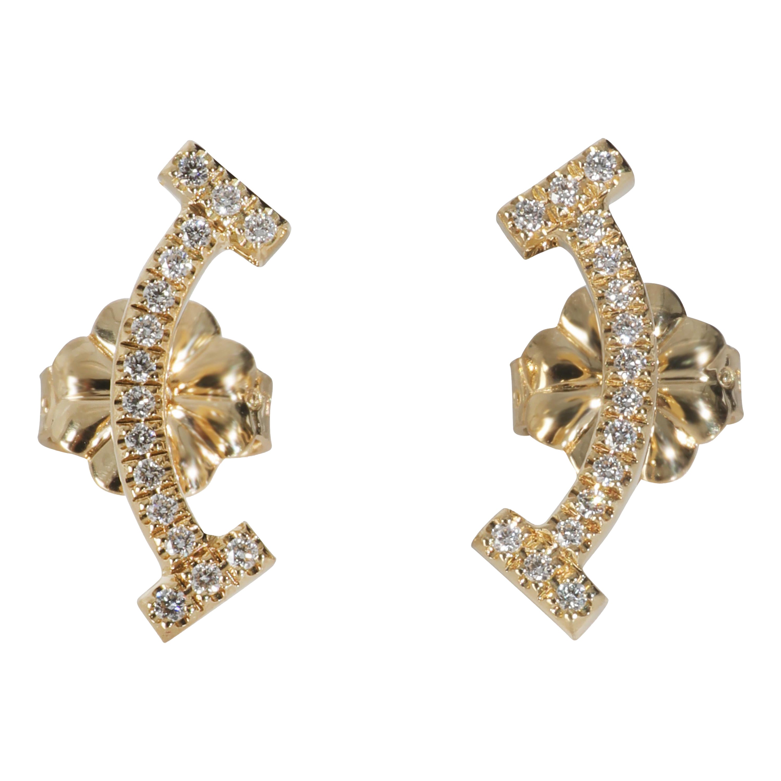 Tiffany & Co. Yellow Gold Diamond Tiffany T Smile Earrings