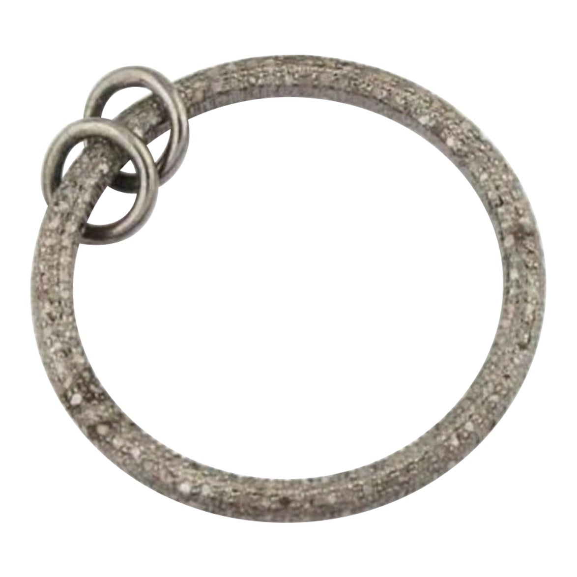 Pave Diamond Round Pendant Sterling Silver 34mm Diamond Pendant Circle Pendant