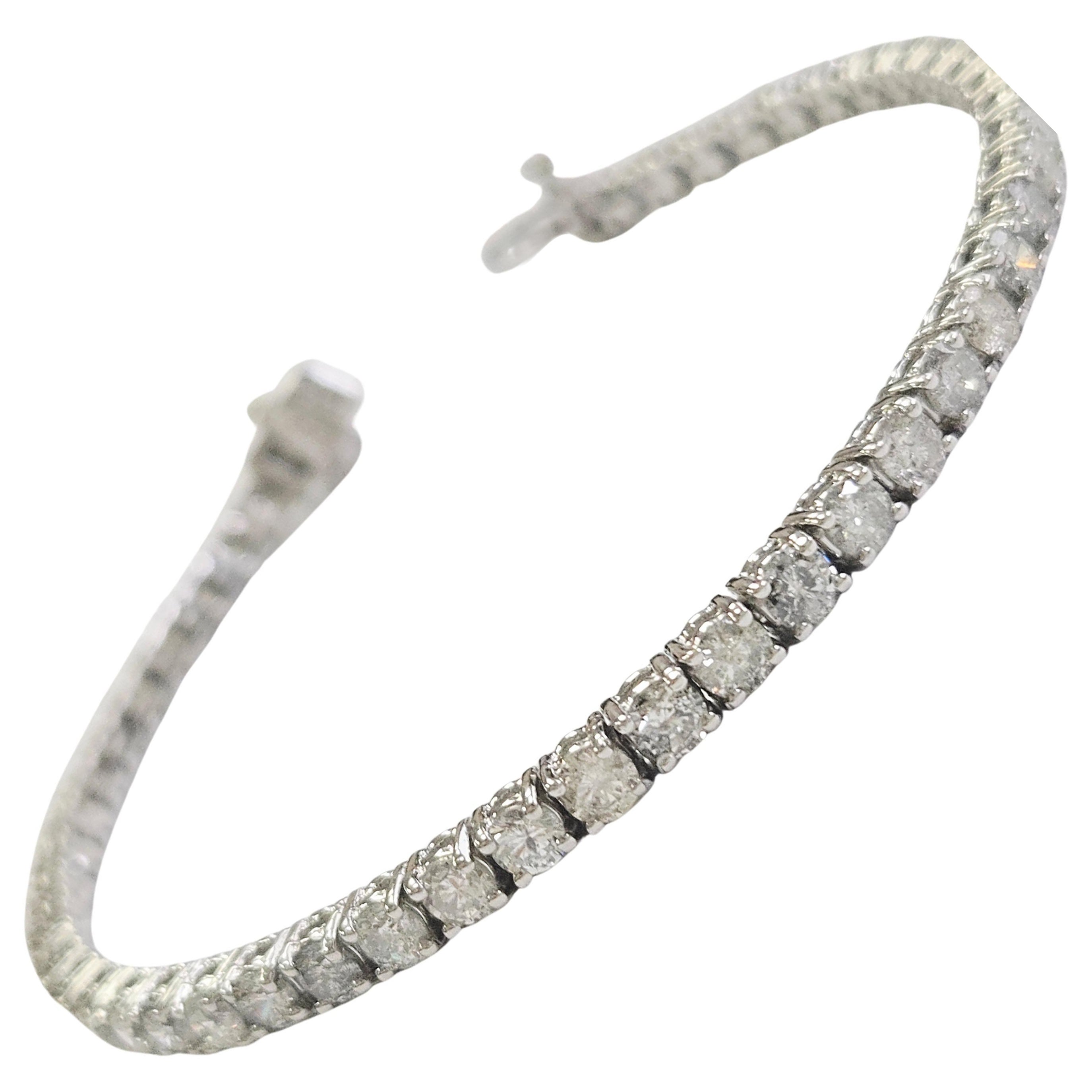 6.6 Carat Natural Diamond Tennis Bracelet 14 Karat White Gold