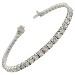 6.6 Carat Natural Diamond Tennis Bracelet 14 Karat White Gold