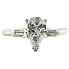 Diamond Ring Platinum Pear cut .90 TDW Engagement