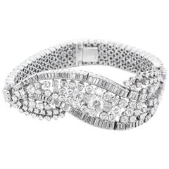 Curved Diamond Platinum Tennis Bracelet