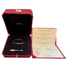Authentic Cartier Love 6 Diamonds 18 Kt Rose Gold , Size 15 , Box + Certificate