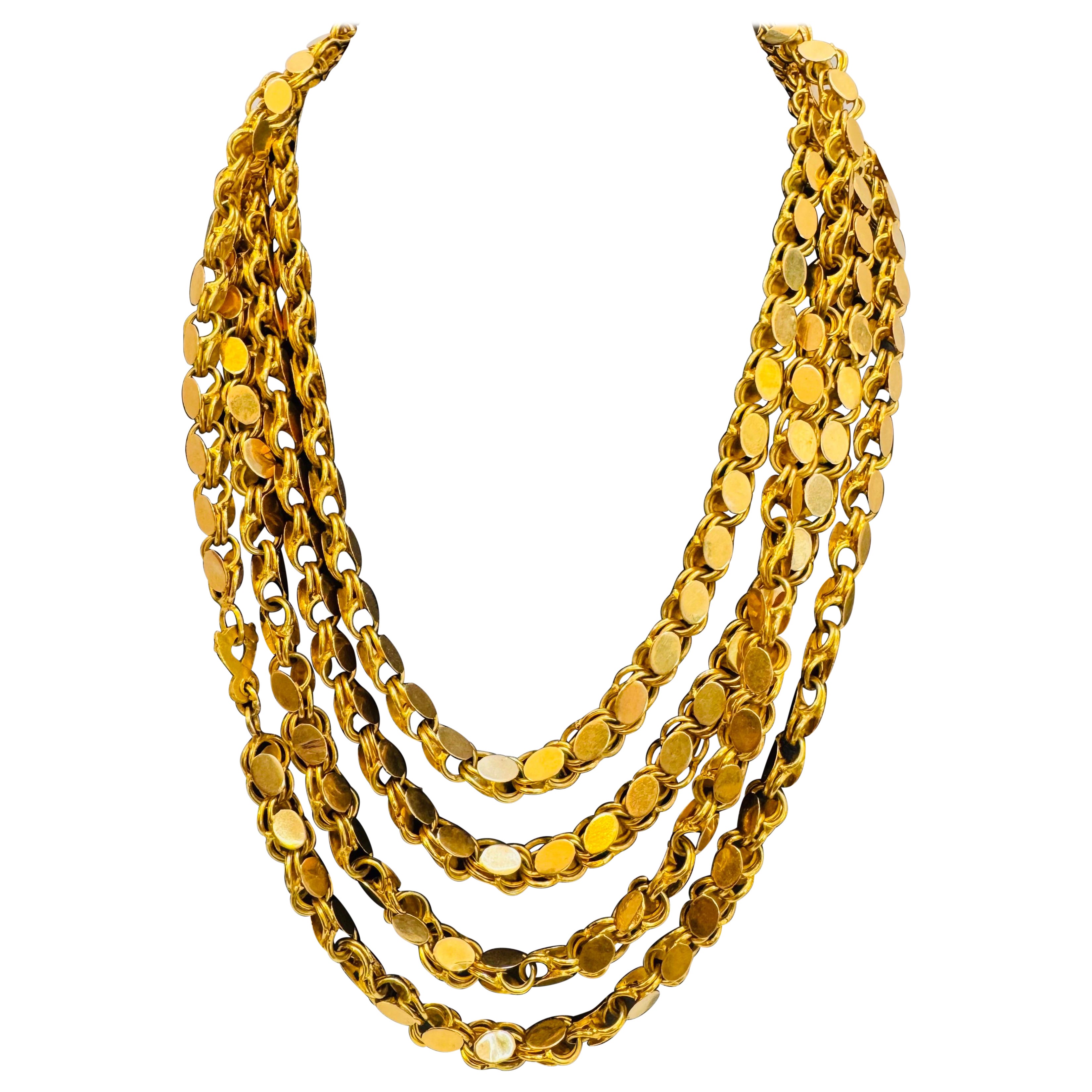 Cadena Vintage 115 Gm 18 Kilates Oro Amarillo Hecha a Mano 76 Pulgadas Única Longitud Opera en venta