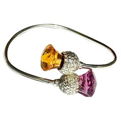 Citrin und Amethyst Distel 925 Sterling Silber Vintage-Armband, schottische