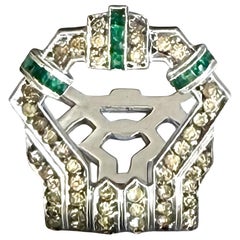 Pinza de vestir Art Déco de plata de ley 925 con pasta verde, antigua de colección