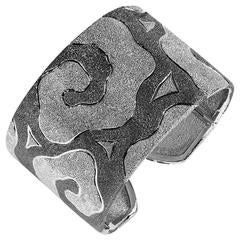 Alex Soldier Silver Platinum Textured Hinged Cuff Bracelet Limited Edition 2