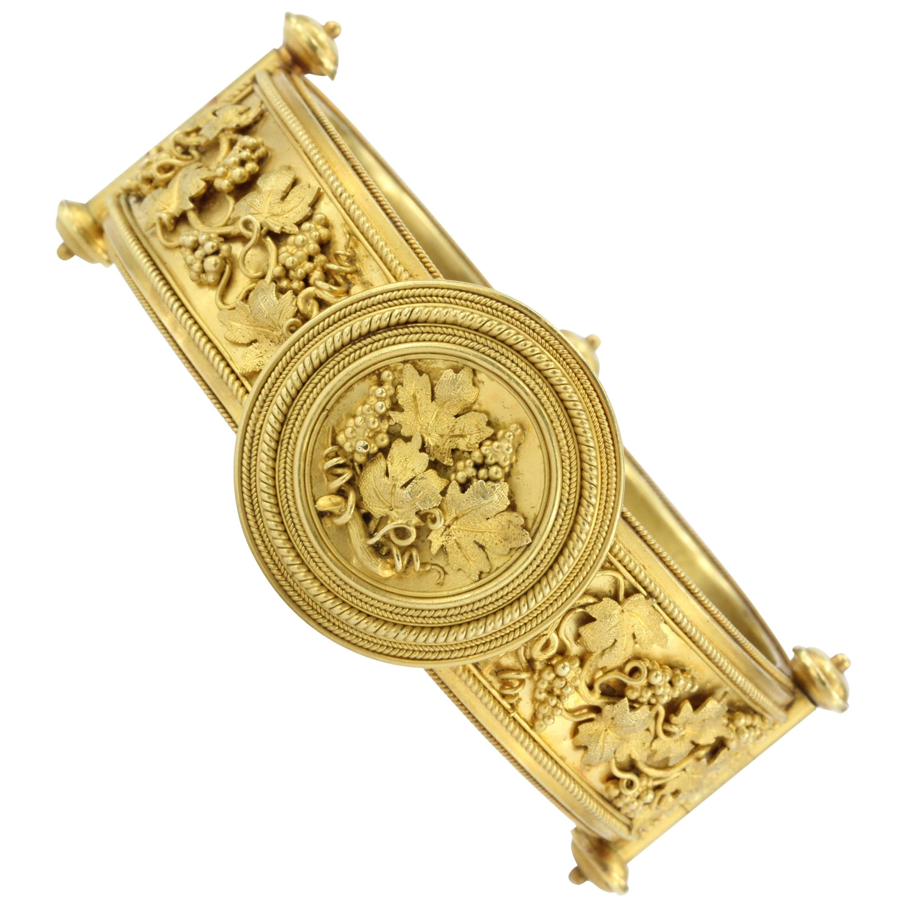 Victorian Gold Etruscan Revival Bracelet, circa 1870