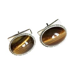 Vintage Tiger's eye gemstones 925 sterling silver, Leo or Capricorn zodiac