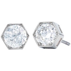 Fred Leighton Old European Cut Diamond Hexagonal Stud Earrings