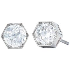 Fred Leighton Old European Cut Diamond Hexagonal Stud Earrings 11