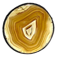 Scottish banded agate brooch set in 925 sterling silver, Victorian era