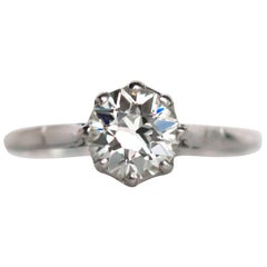 1920s Art Deco GIA Certified 1.08 Carat Diamond Platinum Engagement Ring