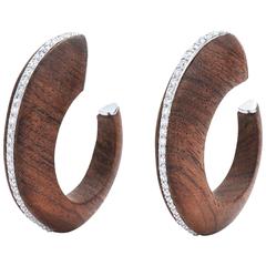 Fred Leighton Rosewood and Diamond Line Hoop Earrings 9