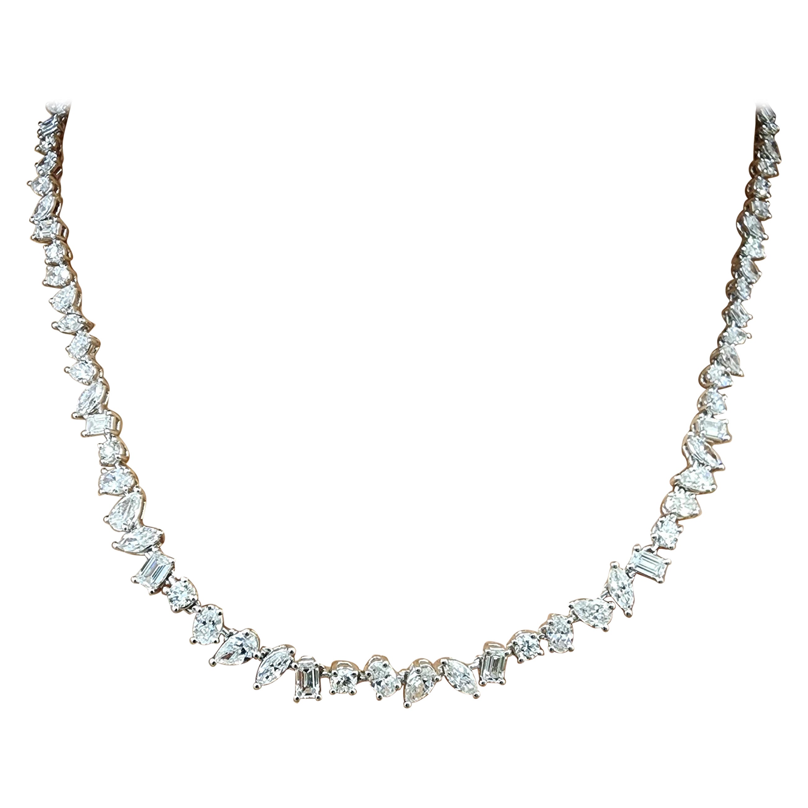 14.61 ct Fancy Shape Tennis Necklace For Sale