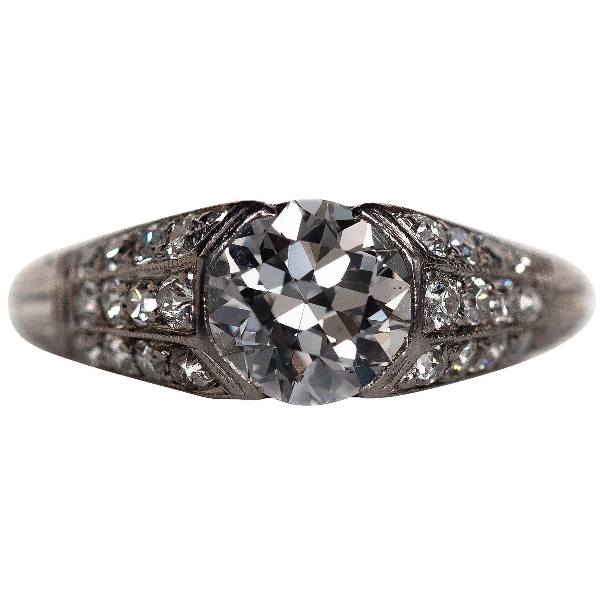 1920s Art Deco 1.18 Carat Diamond Platinum Engagement Ring