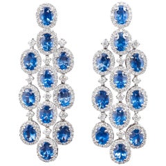 Classic Sapphire Diamond Chandelier Earrings