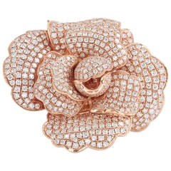 Diamond Pavé Rose Gold Rose Ring Pendant