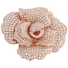 Diamond Pavé Rose Gold Rose Ring Pendant 6