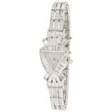 Lucien Piccard Ladies Art Deco Platinum Diamond Wristwatch