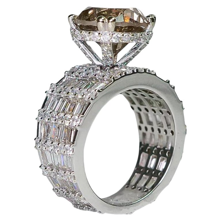 Anillo de Cóctel de Diamantes Champán 5,75 ct en venta