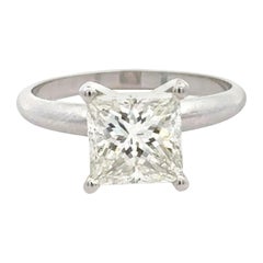 EGL Certified 2.15 Carat Princess Cut Diamond in 14K White Gold Engagement Ring