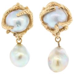 South Sea Pearl Gold Earrings