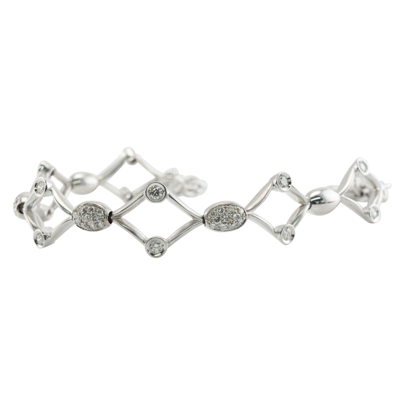 Luca Carati Diamantarmband 18K Weißgold Italienisch .70 TDW im Angebot